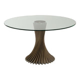 Ocasio Modern Glass + Grey Ash Round Dining Table