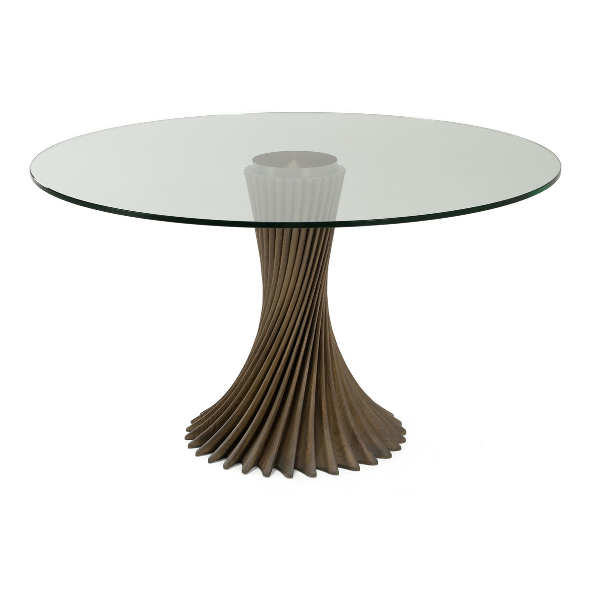 Ocasio Modern Glass + Grey Ash Round Dining Table