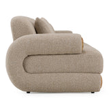 Odette Modern Beige Fabric + White Burl Sofa