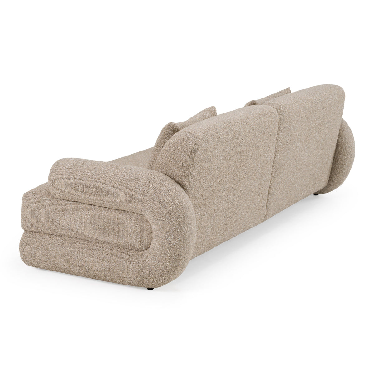 Odette Modern Beige Fabric + White Burl Sofa