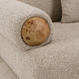 Odette Modern Beige Fabric + White Burl Sofa