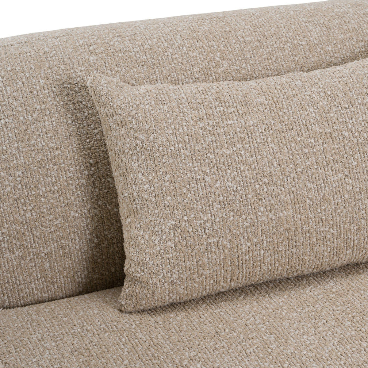 Odette Modern Beige Fabric + White Burl Sofa