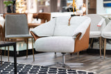 Ohio Swivel Grey and Camel Fabric Accent Chair
