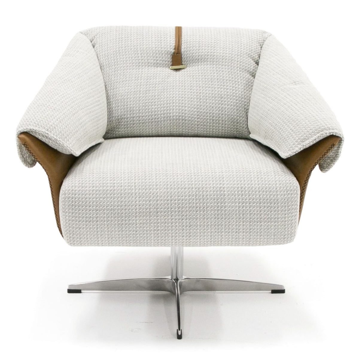 Ohio Swivel Grey and Camel Fabric Accent Chair