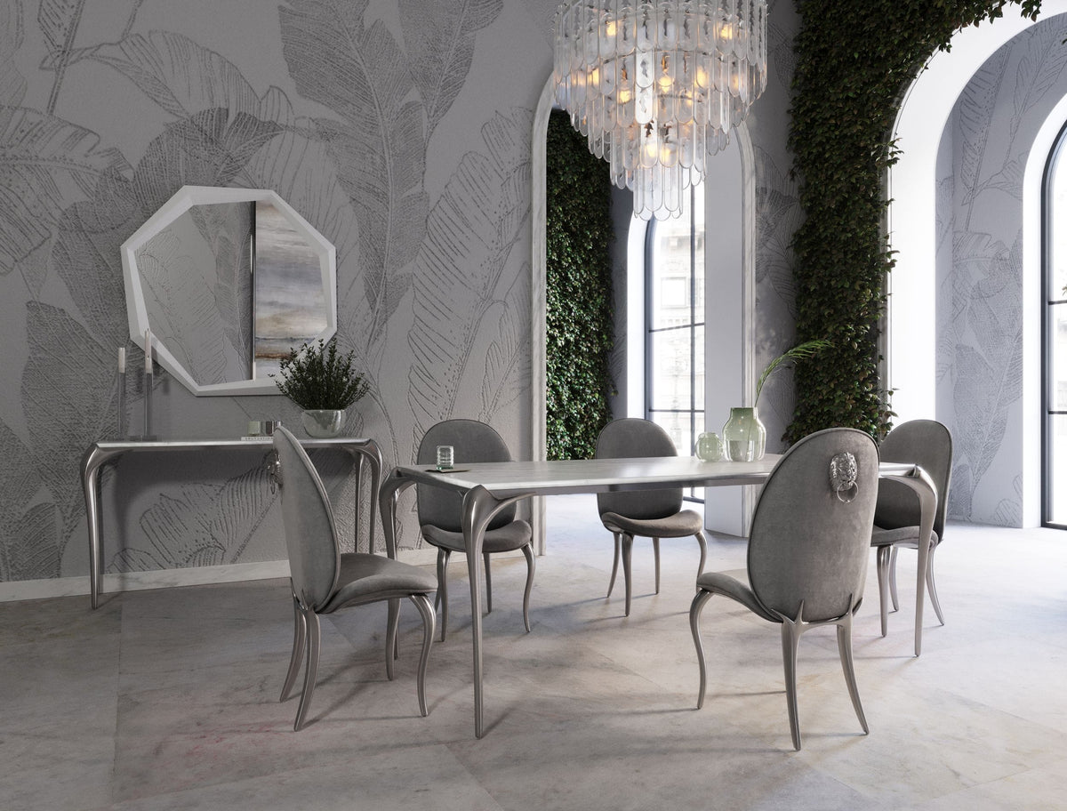 Vince Glam Grey Velvet Dining Chair Set of 2
