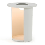 Onza Outdoor White End Table with Solar Light