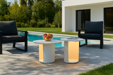 Onza Outdoor White Medium End Table with Solar Light