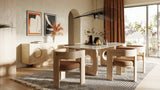 Osaka Modern Faux Marble + Natural Ash Dining Table