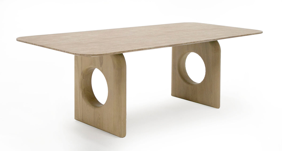 Osaka Modern Faux Marble + Natural Ash Dining Table