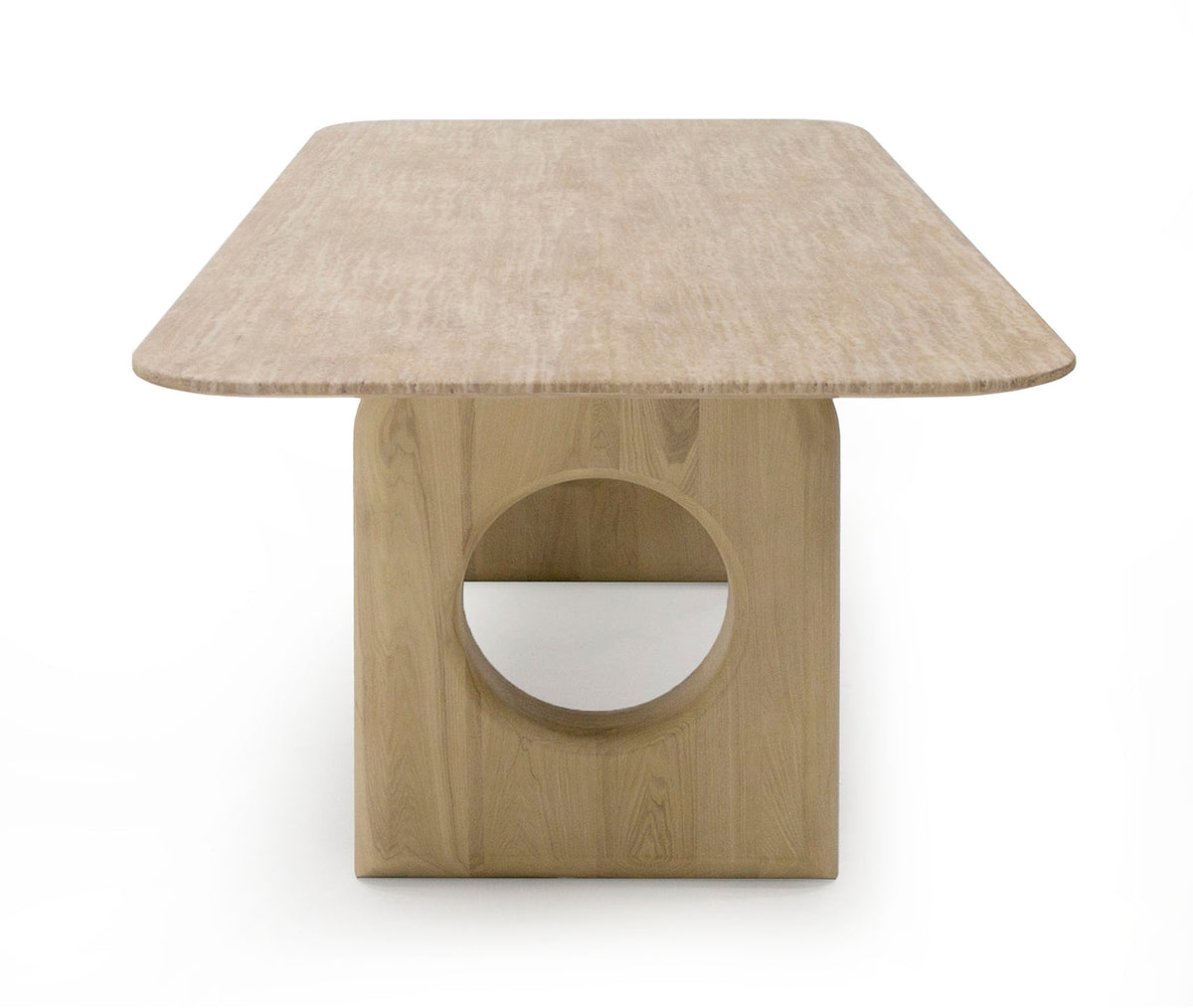 Osaka Modern Faux Marble + Natural Ash Dining Table