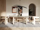 Osaka Modern Faux Marble + Natural Ash Dining Table