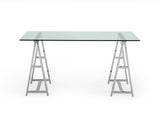 Ostro Modern Stainless Steel + Glass Desk