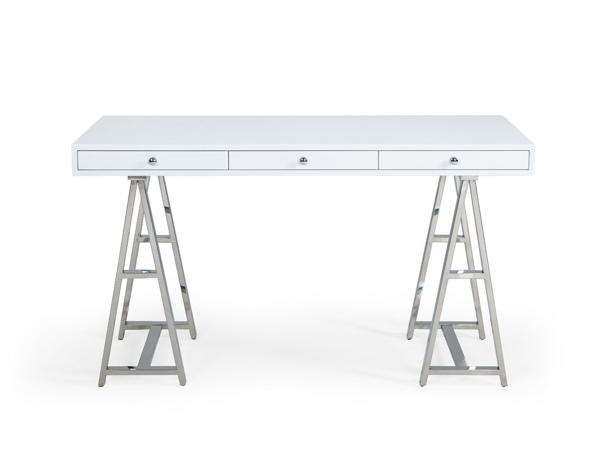 Ostrow White + Stainless Steel Desk