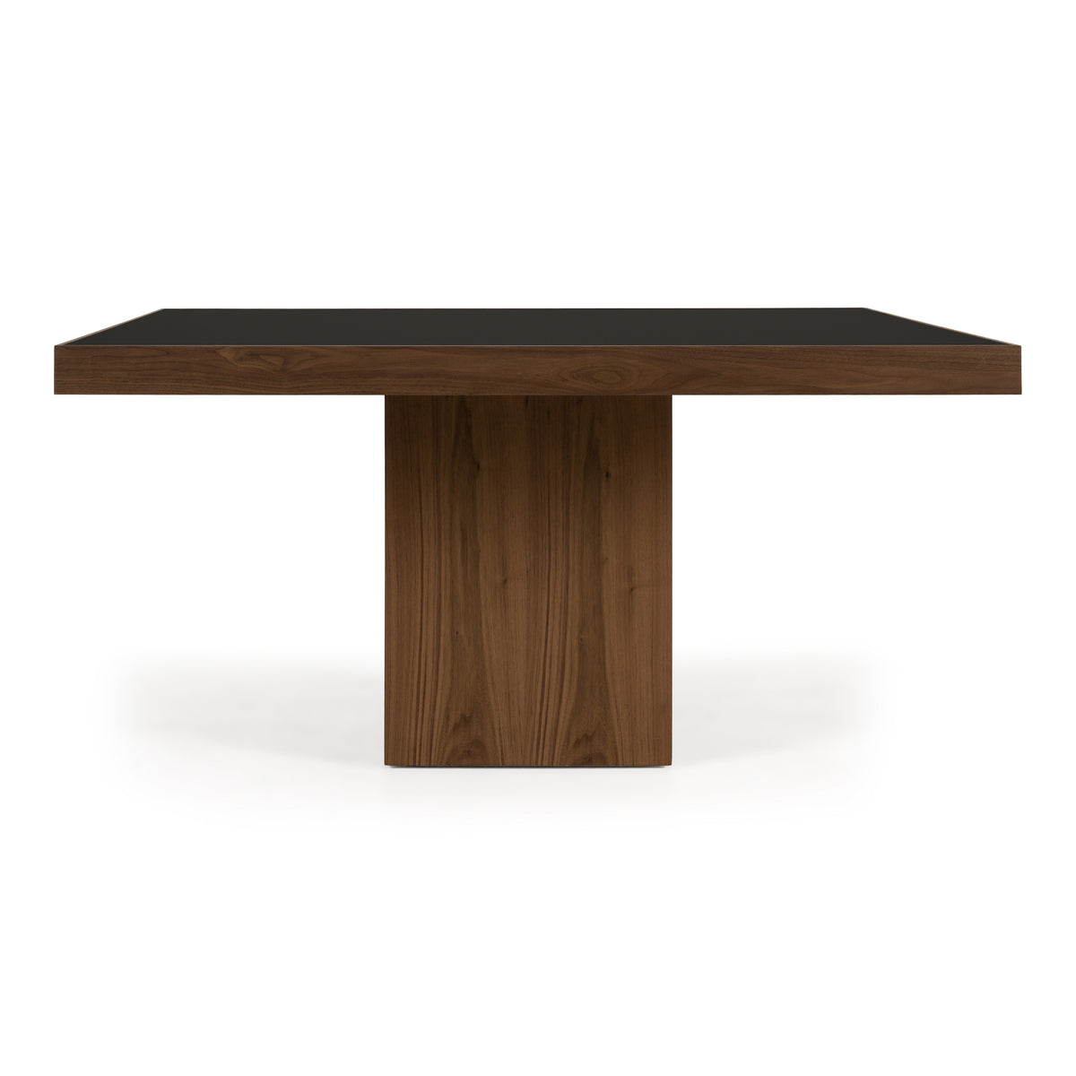 Osuna Modern Black Glass + Walnut Square Dining Table