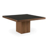 Osuna Modern Black Glass + Walnut Square Dining Table