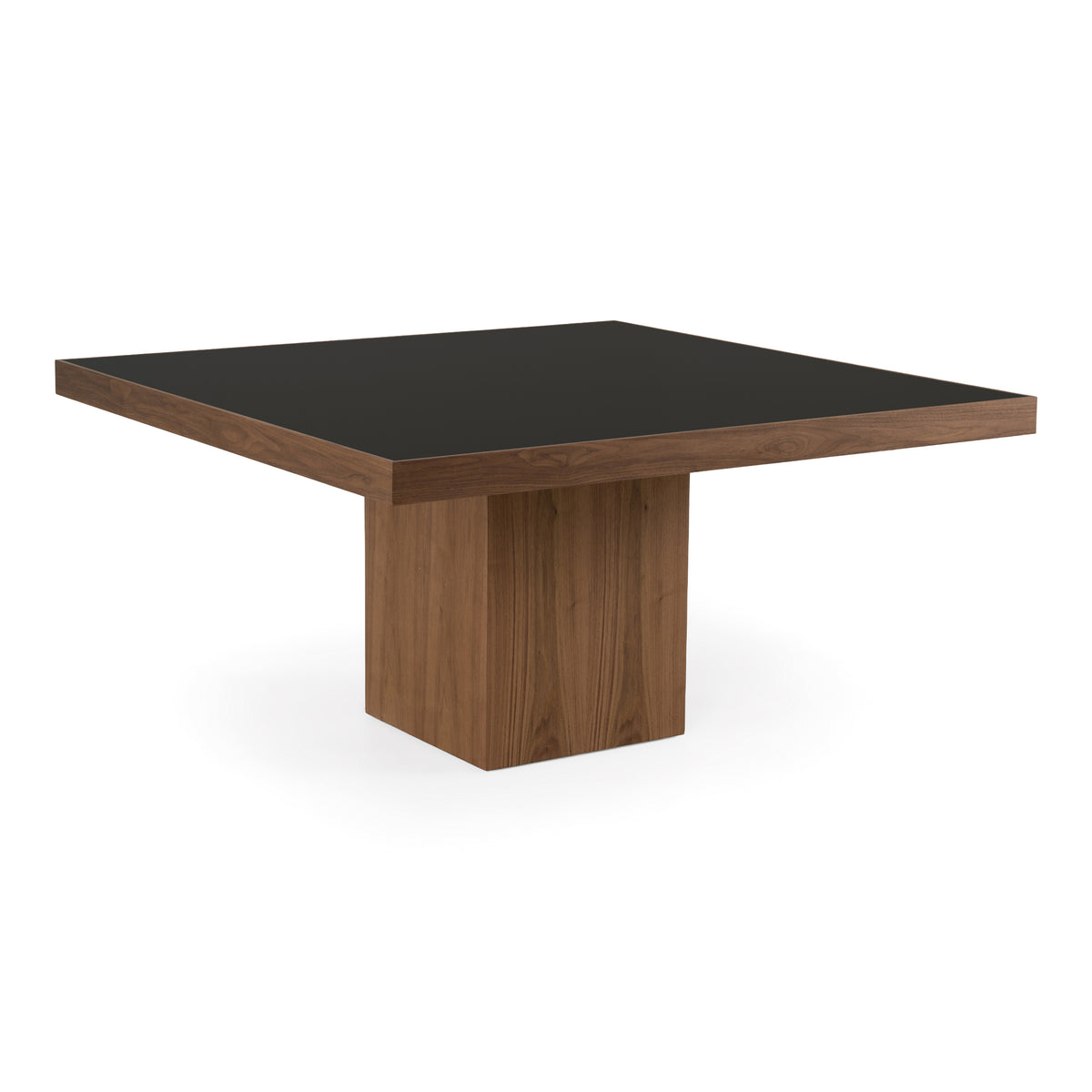 Osuna Modern Black Glass + Walnut Square Dining Table