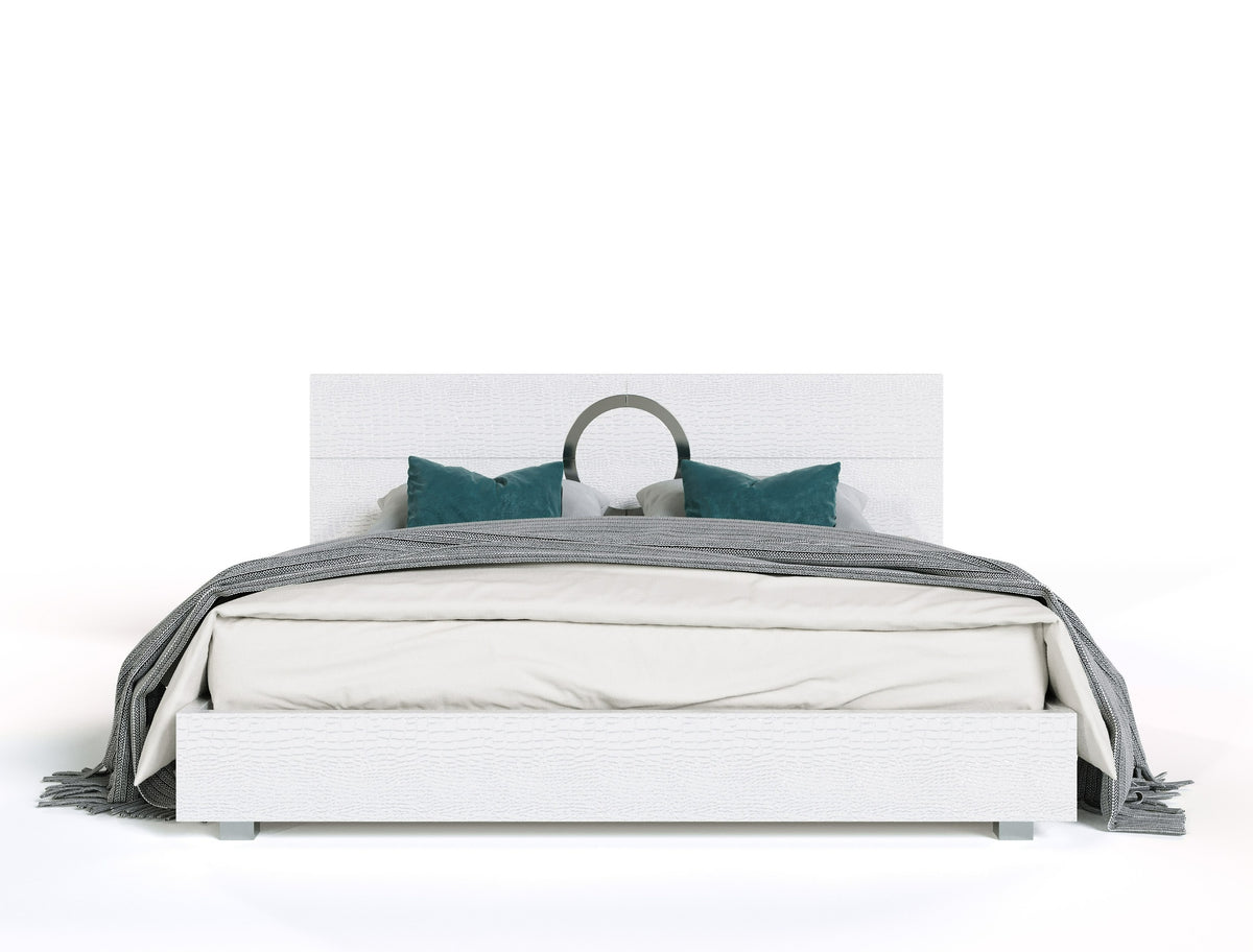 Ovidius Modern White Crocodile Lacquer Bed