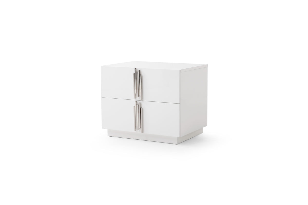 Token Modern White + Stainless Steel Bedroom Set