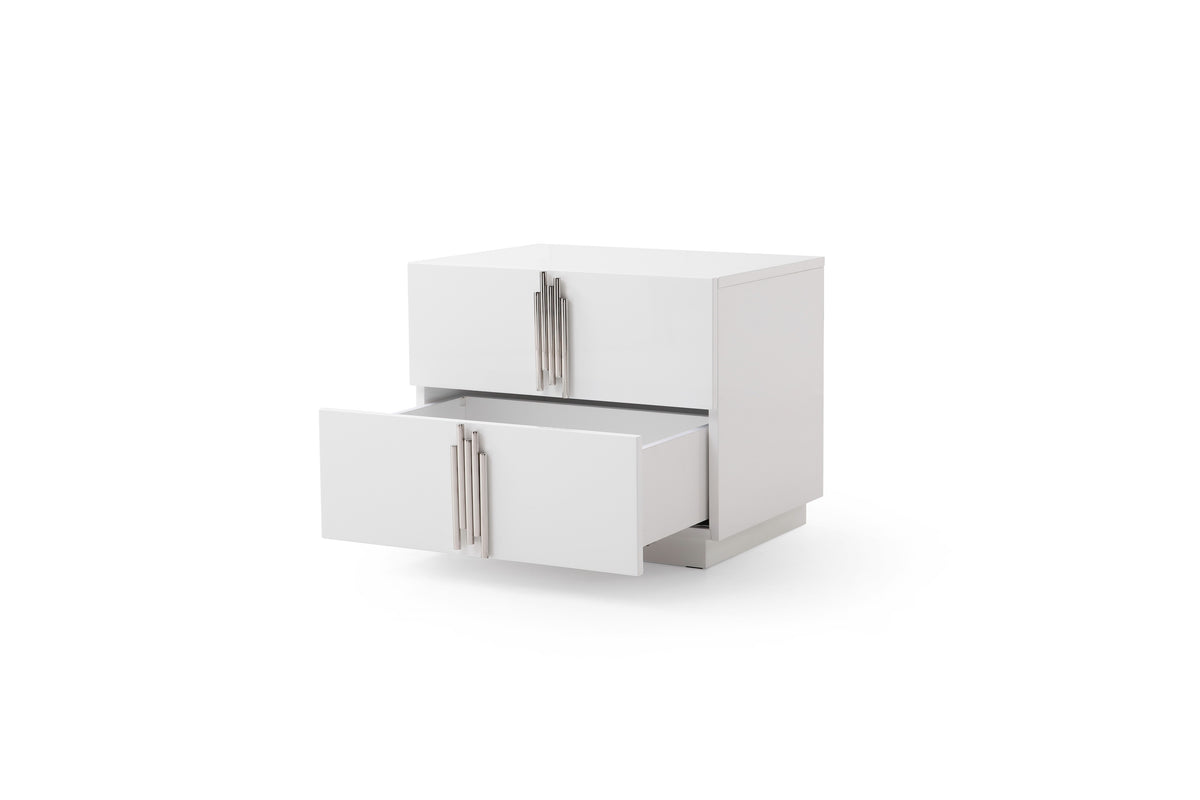 Token Modern White + Stainless Steel Bedroom Set