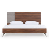 Palermo Eastern King Modern Italian Faux Concrete & Walnut Bed
