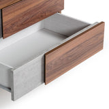 Palermo Modern Italian Faux Concrete & Walnut Nightstand