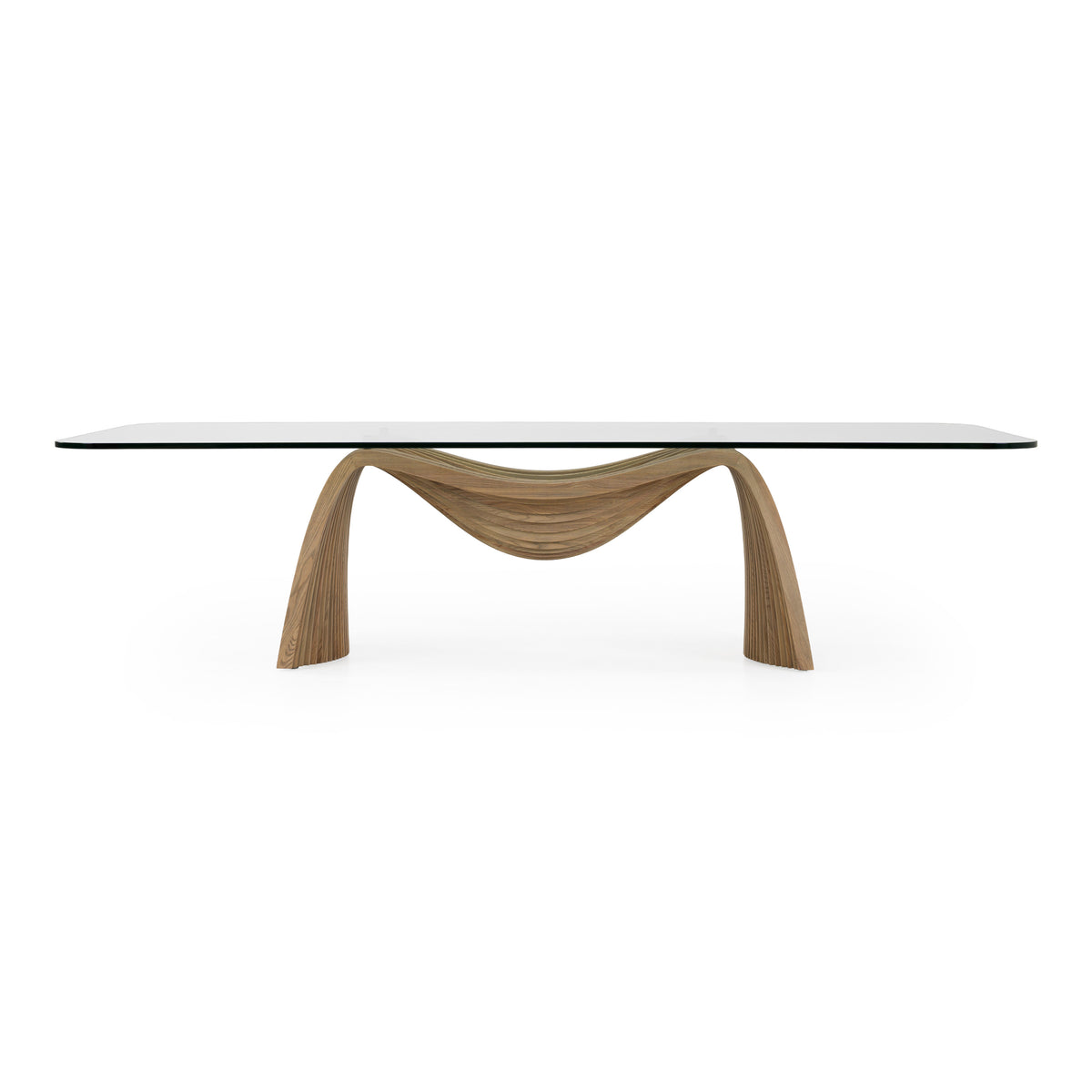 Pangea Mid-Century Modern Glass + Buckwheat Ash Rectangular Dining Table