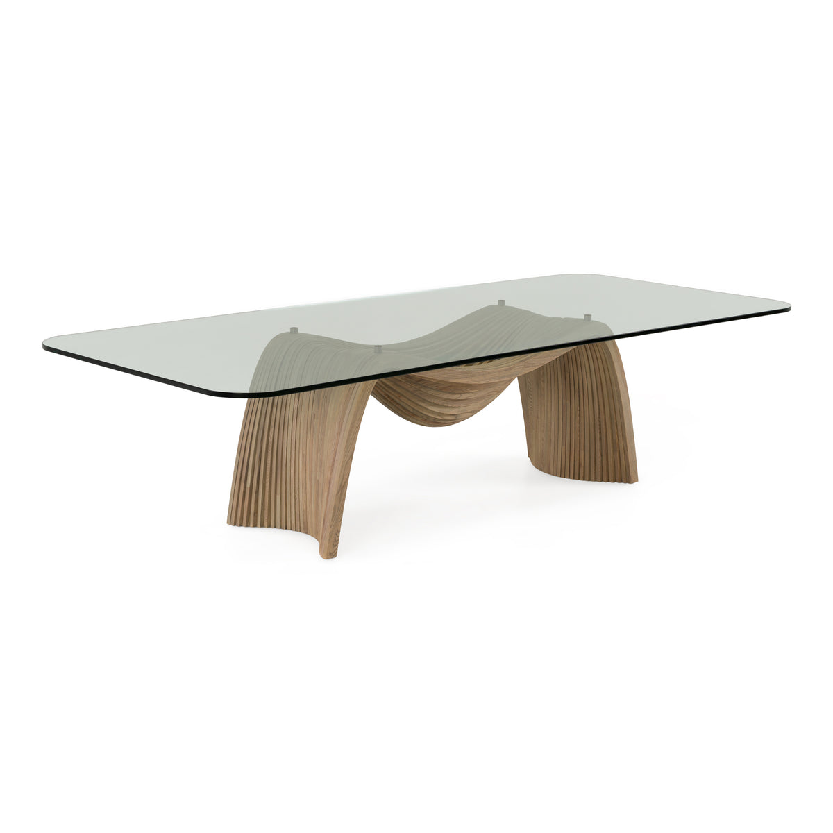 Pangea Mid-Century Modern Glass + Buckwheat Ash Rectangular Dining Table