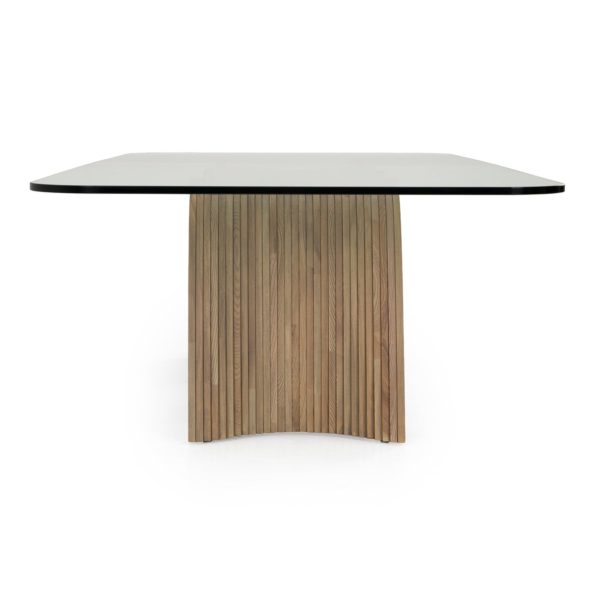 Pangea Mid-Century Modern Glass + Buckwheat Ash Rectangular Dining Table
