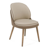 Pangea Mid-Century Modern Cream & Taupe Vegan Leather + Buckwheat Ash Dining Chair (Set of 2)