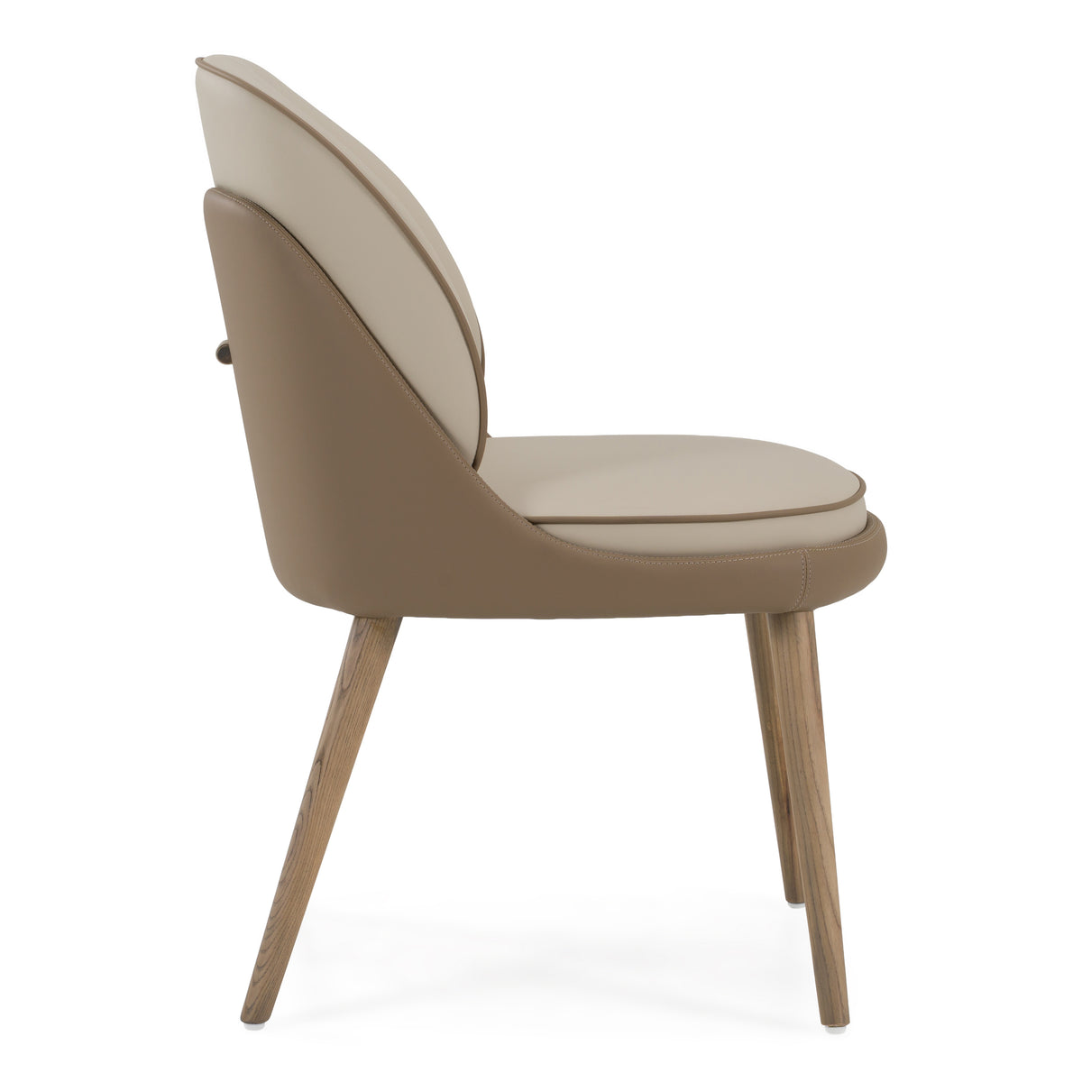 Pangea Mid-Century Modern Cream & Taupe Vegan Leather + Buckwheat Ash Dining Chair (Set of 2)