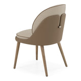 Pangea Mid-Century Modern Cream & Taupe Vegan Leather + Buckwheat Ash Dining Chair (Set of 2)