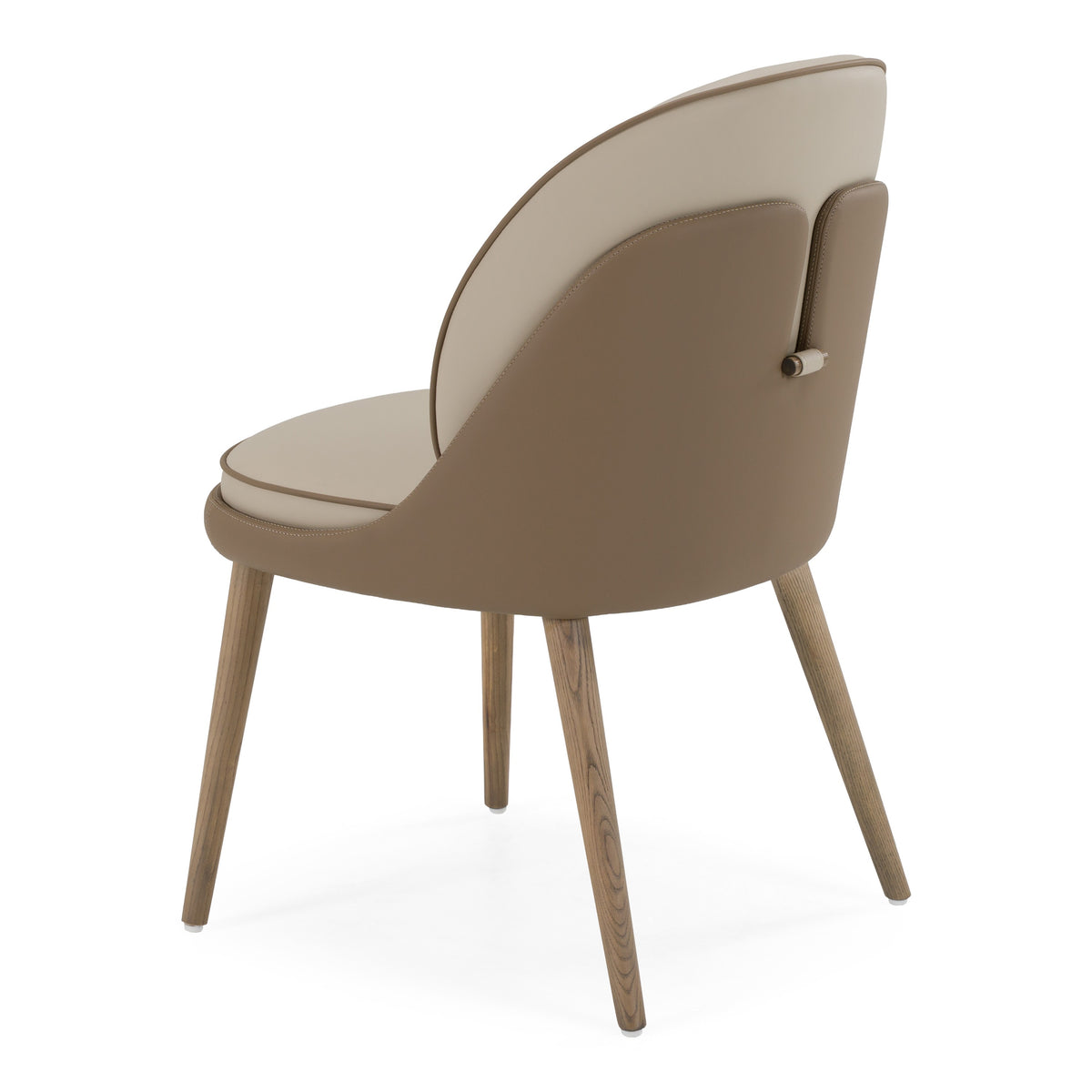 Pangea Mid-Century Modern Cream & Taupe Vegan Leather + Buckwheat Ash Dining Chair (Set of 2)