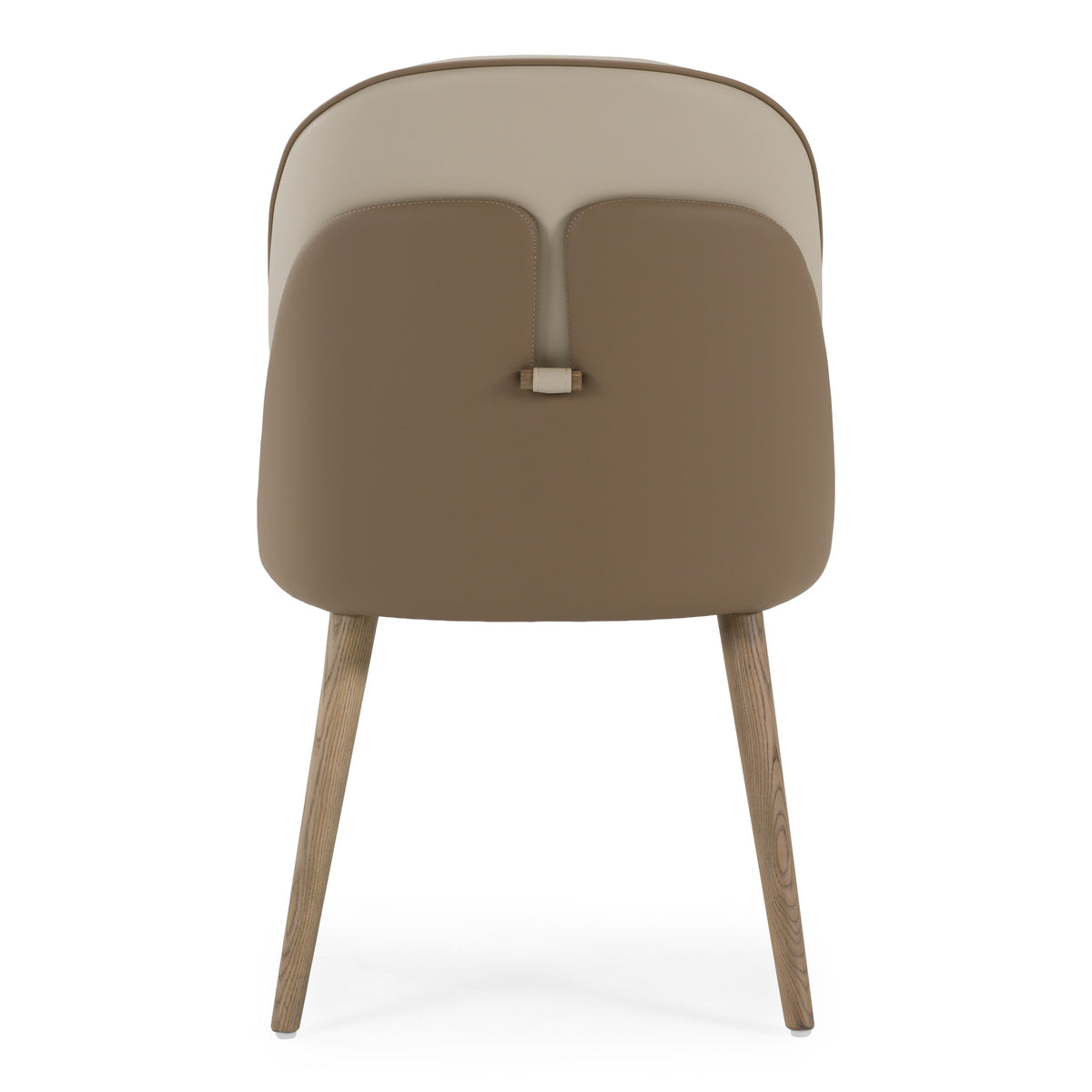 Pangea Mid-Century Modern Cream & Taupe Vegan Leather + Buckwheat Ash Dining Chair (Set of 2)