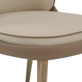 Pangea Mid-Century Modern Cream & Taupe Vegan Leather + Buckwheat Ash Dining Chair (Set of 2)