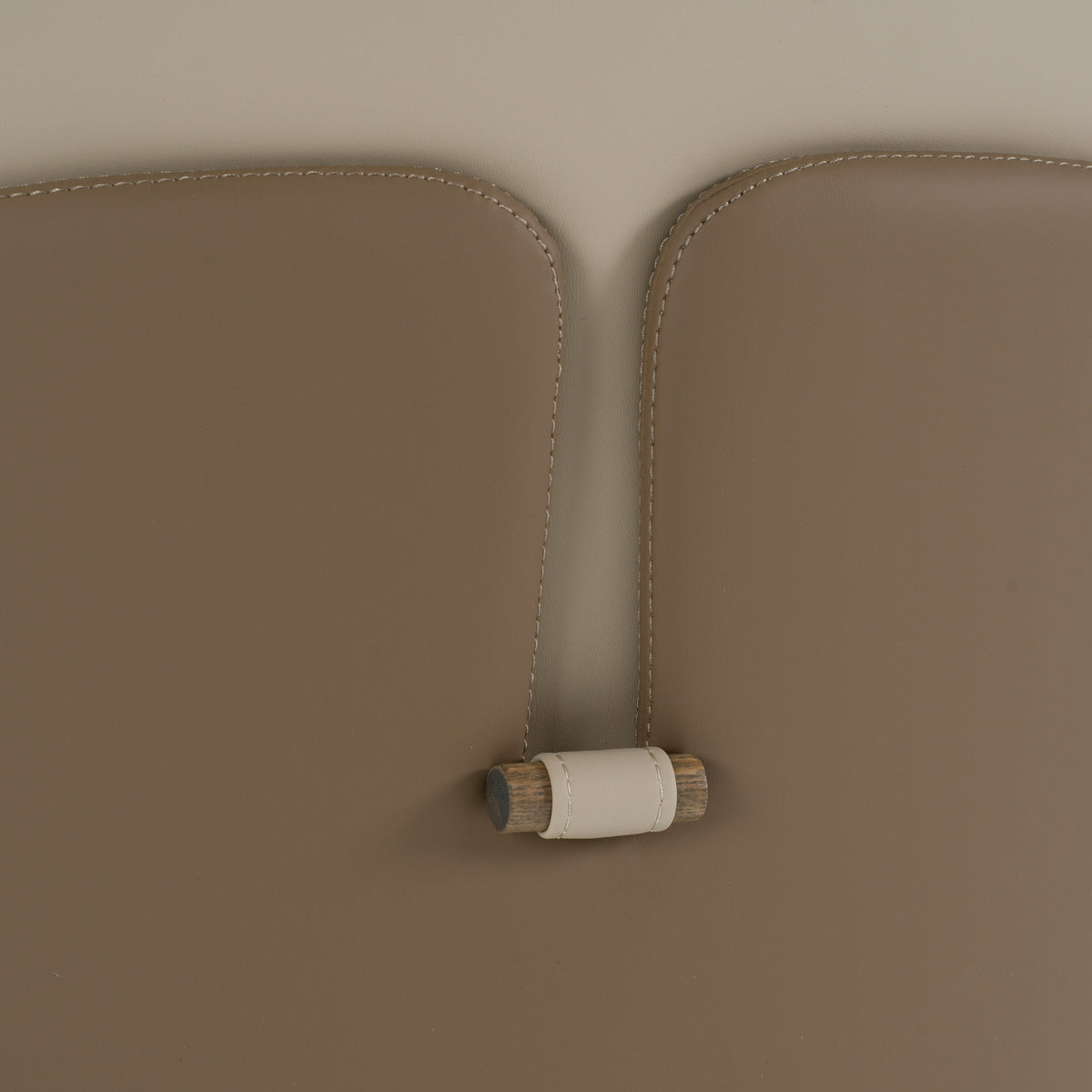 Pangea Mid-Century Modern Cream & Taupe Vegan Leather + Buckwheat Ash Dining Chair (Set of 2)