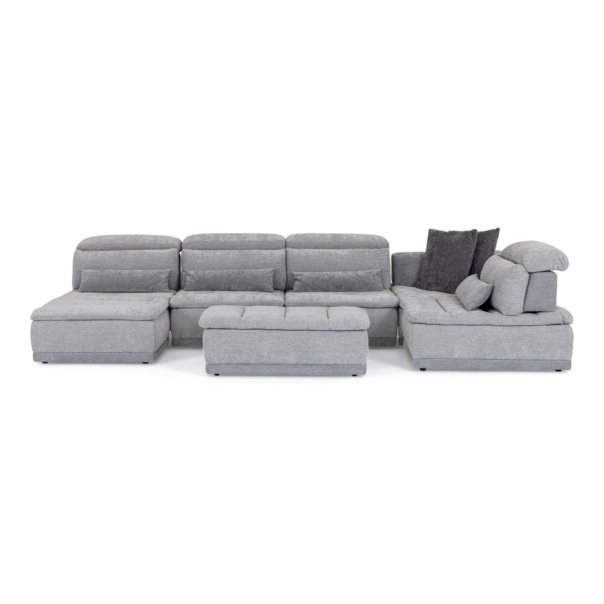Panorama Italian Modern Grey Fabric Modular Sectional Sofa