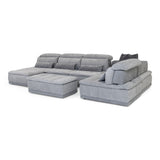Panorama Italian Modern Grey Fabric Modular Sectional Sofa