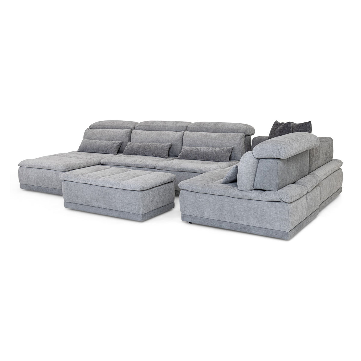 Panorama Italian Modern Grey Fabric Modular Sectional Sofa