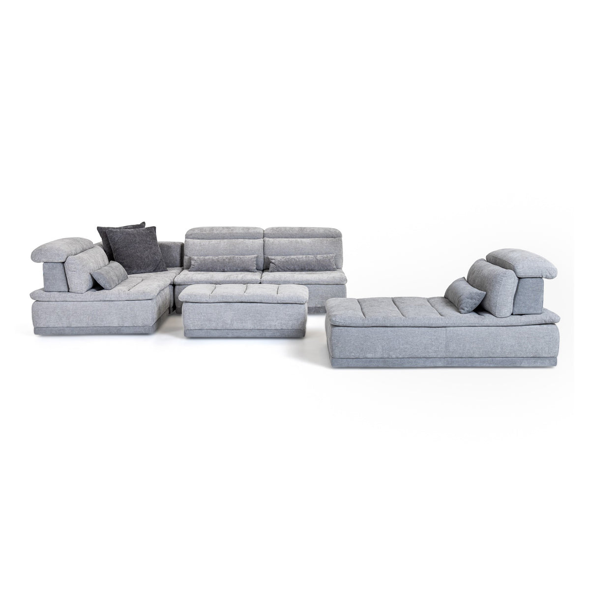 Panorama Italian Modern Grey Fabric Modular Sectional Sofa