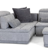 Panorama Italian Modern Grey Fabric Modular Sectional Sofa