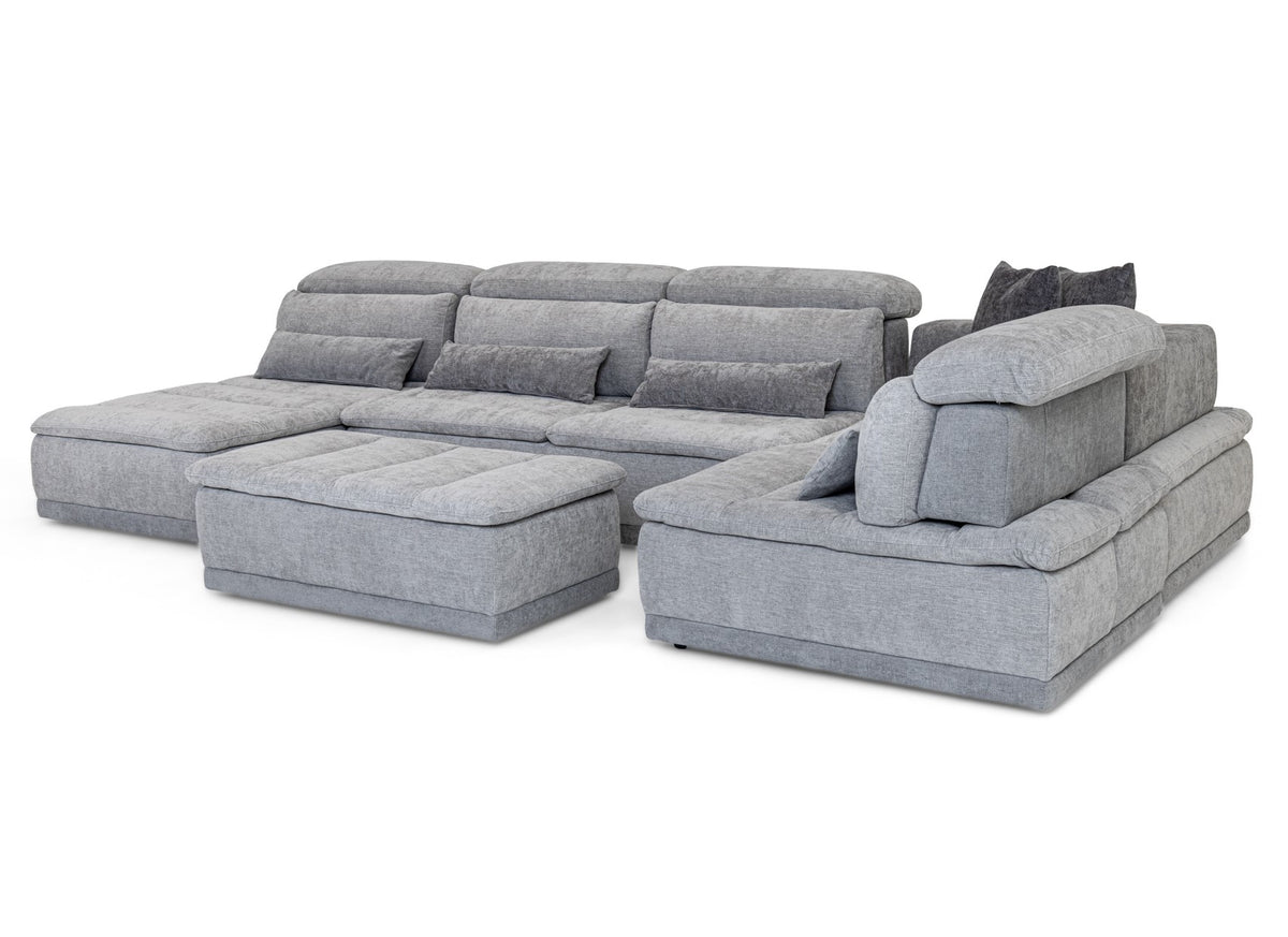 Panorama Italian Modern Grey Fabric Modular Sectional Sofa