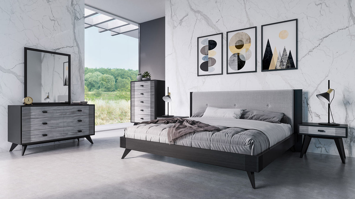 Panther Contemporary Grey & Black Bed