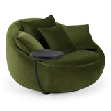 Pascal Modern Round Green Velvet Swivel Lounge Chair