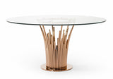 Paxton Modern Round Glass & Rosegold Dining Table