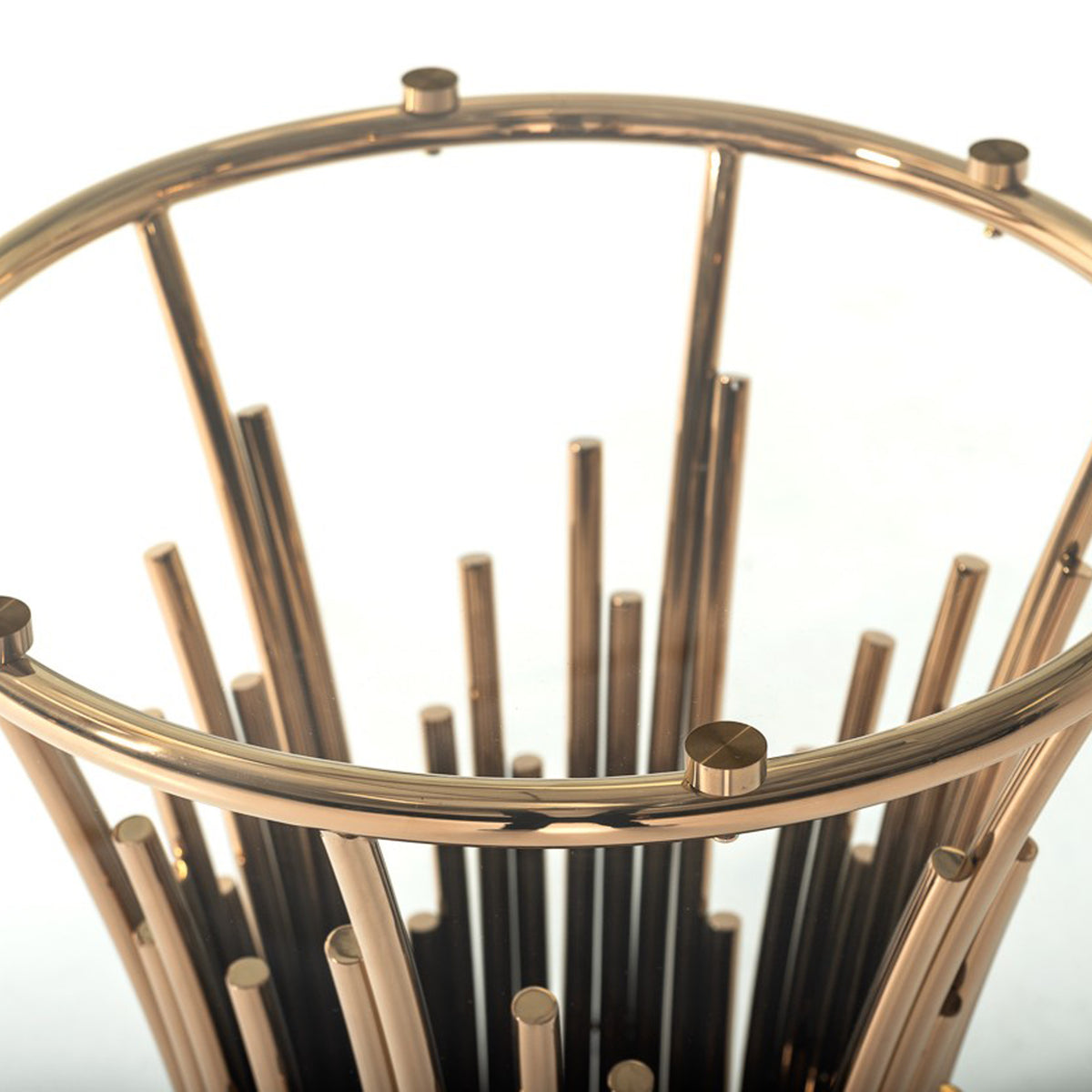Paxton Modern Round Glass & Rosegold Dining Table