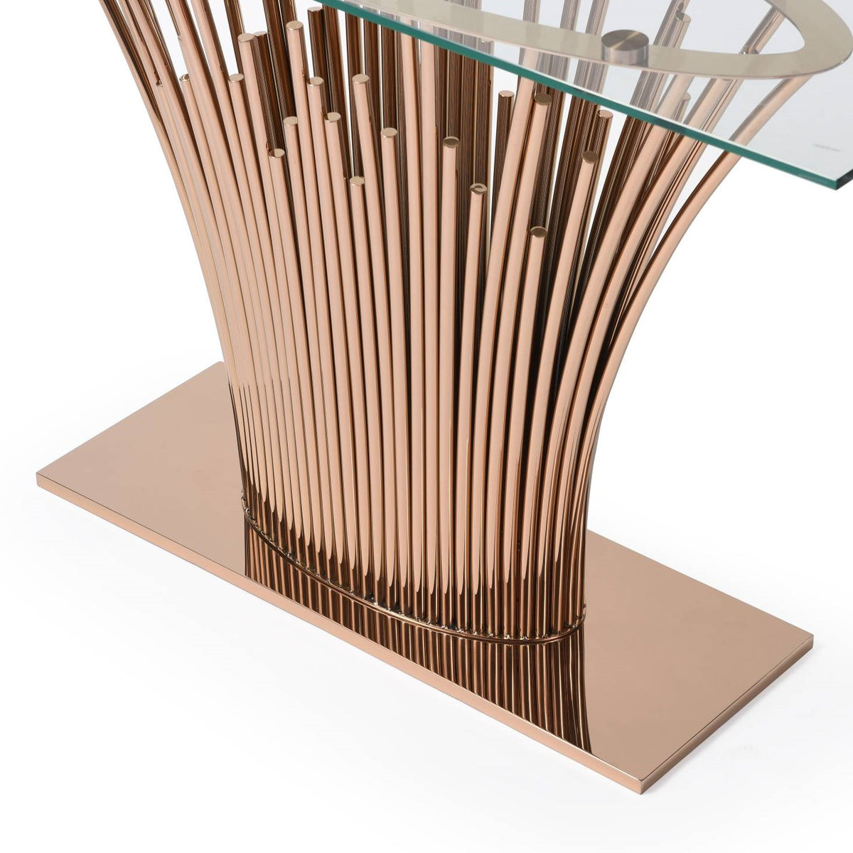 Paxton Modern Glass + Rosegold Console Table