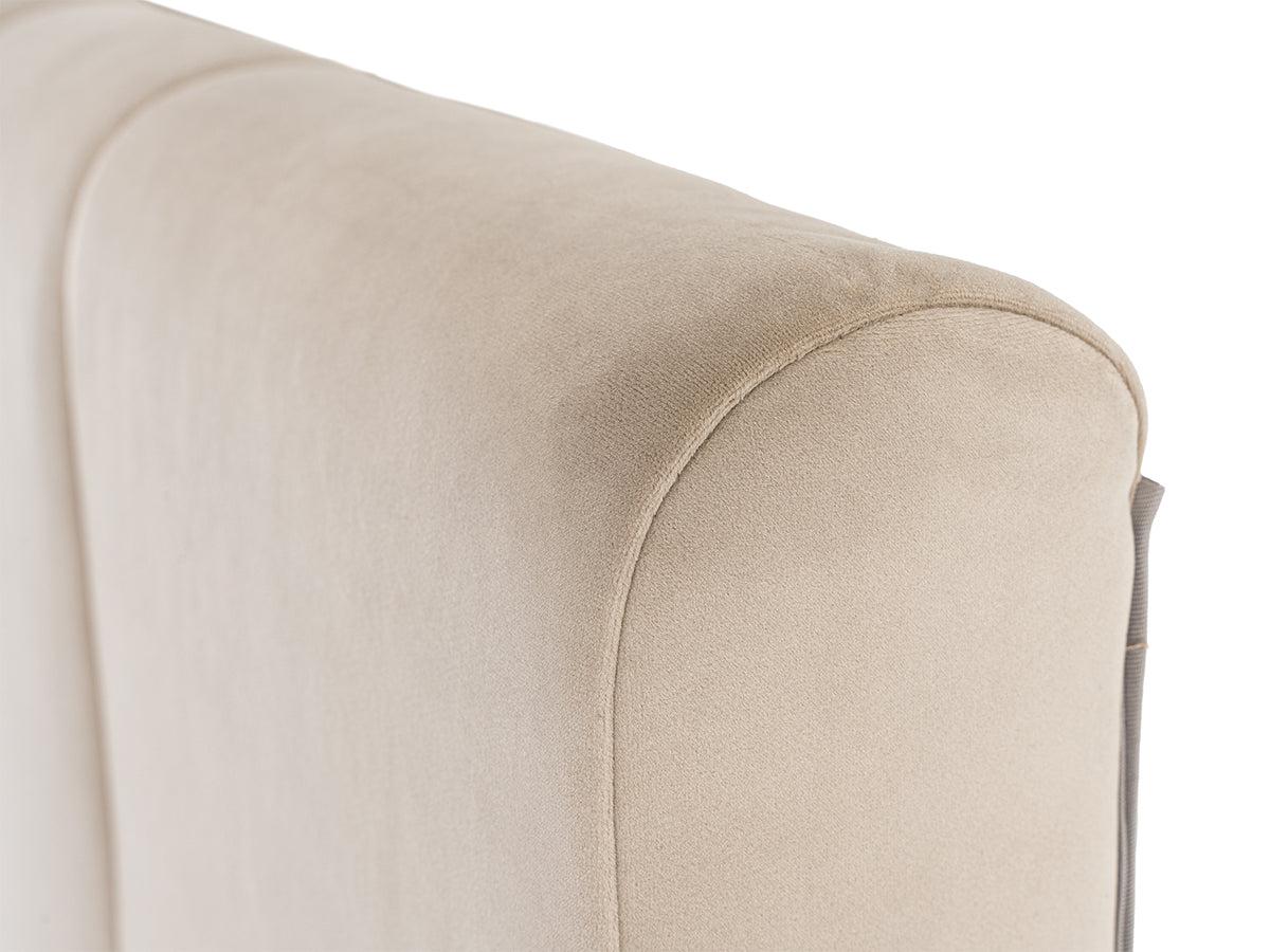 Penelope + Aspen Modern Beige Velvet + Brown Ash Bedroom Set