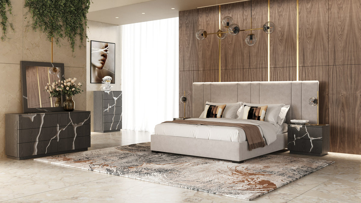 Modrest Aspen Modern Matte Brown Ash & Silver Mirror
