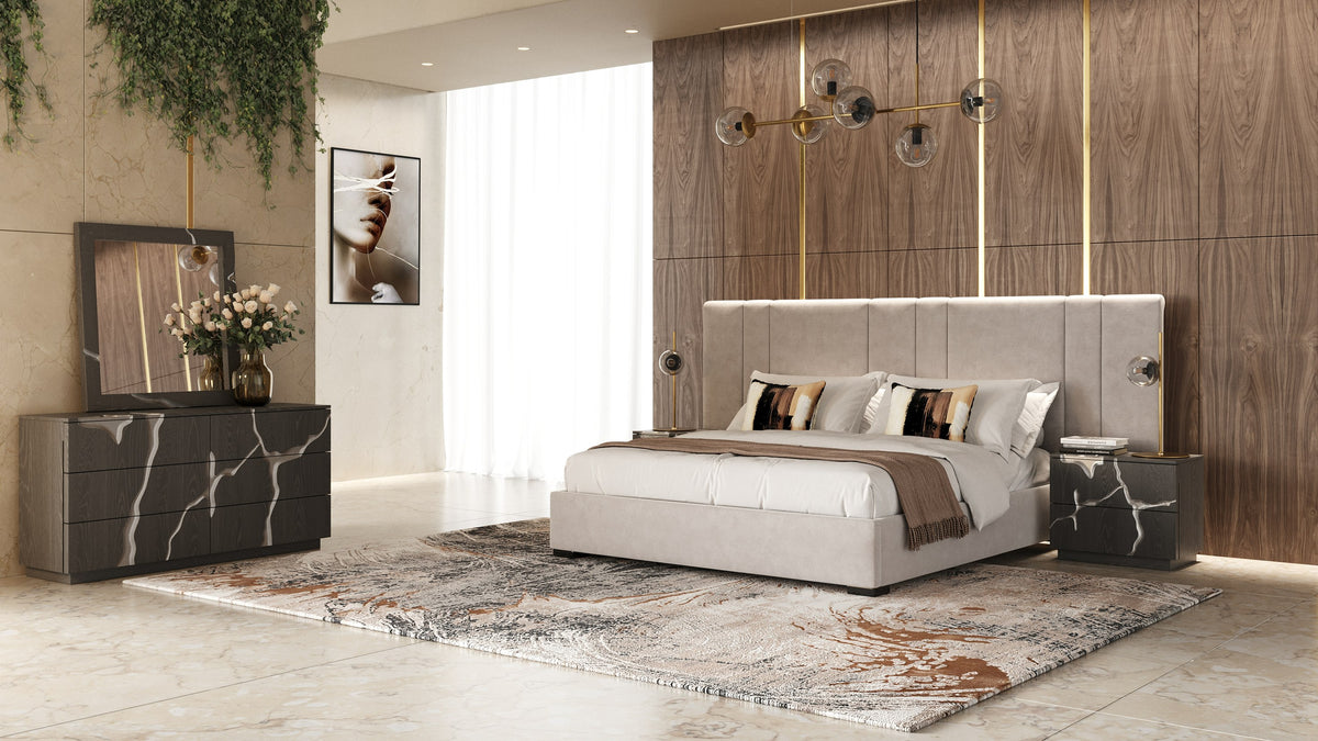 Penrose Modern Beige Fabric Bed