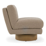 Petito Modern Beige Fabric + Chestnut Accent Chair